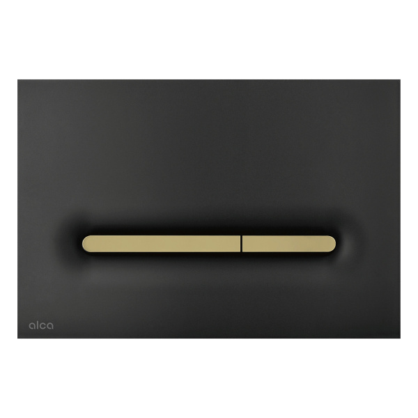 Клавиша смыва Alcaplast черная матовая/кнопки золото матовое M1878-7 (детальная фотография)