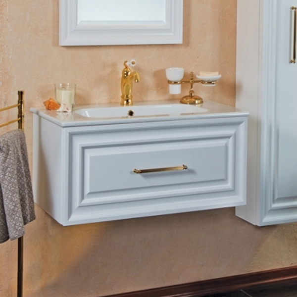 Тумба под раковину, цвет белый матовый, фурнитура золото, La Beaute Cornelia BCO85LBO.OR (детальная фотография)
