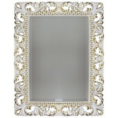 Зеркало прямоугольное с фацетом, цвет белый глянец с золотом, Tessoro Isabella 75