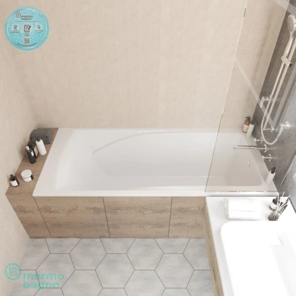 Ванна из литьевого мрамора Marmo Bagno София MB-SF170-80, 170х80 см (детальная фотография), прямоугольные