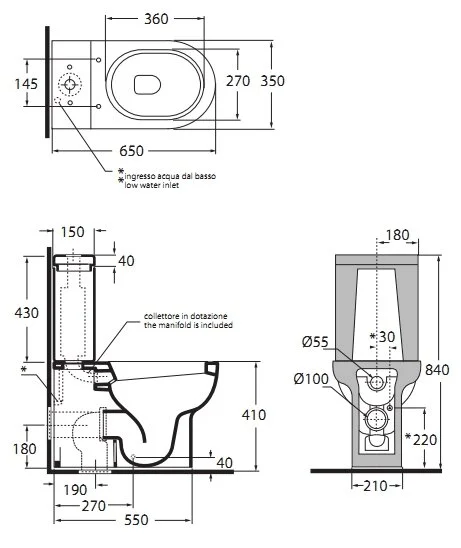 Унитаз под бачок, выпуск в пол, цвет белый, Azzurra Nuvola NUV100/MBP bi (детальная фотография), подвесные
