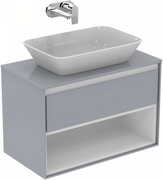 Тумба под раковину подвесная Ideal Standard Connect Air 80 см светло-серый глянцевый, белый матовый E0827EQ (детальная фотография), нет в наличии