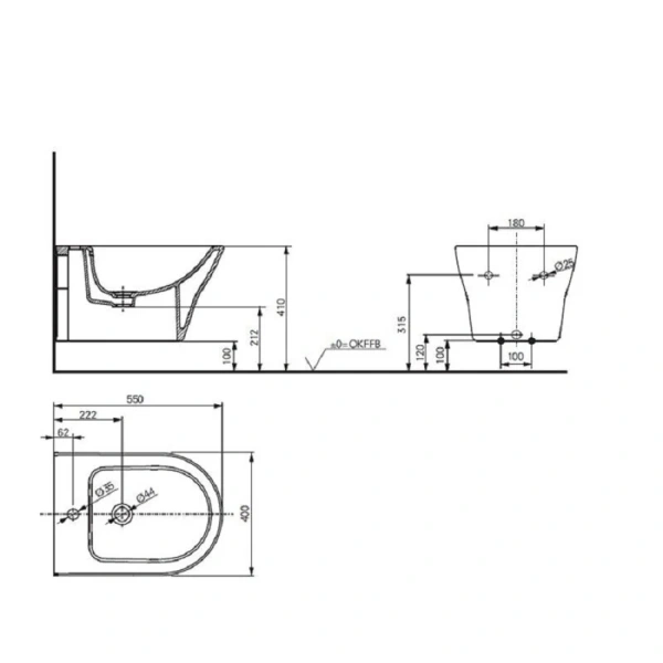 Биде подвесное TOTO MH BW10045G1#XW (детальная фотография), современные, hi-tech