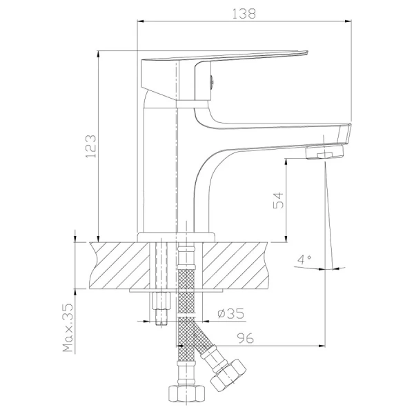 Смеситель для раковины Rossinka S однорычажный S35-11 (детальная фотография), для раковины