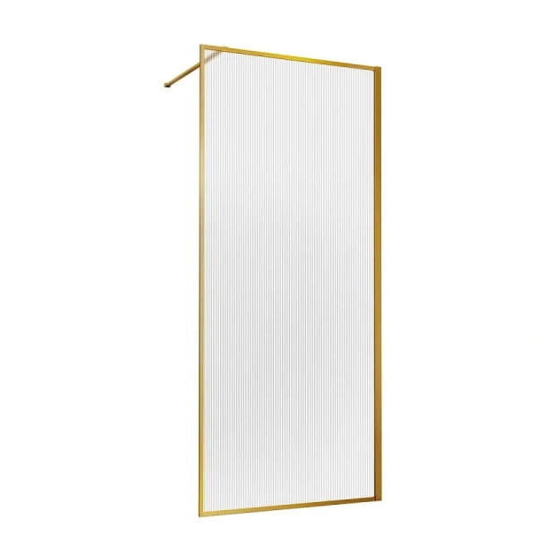 Душевая перегородка Vincea Walk-In 80 см профиль брашированное золото стекло рифленое VSW-1HP800FLBG (детальная фотография)