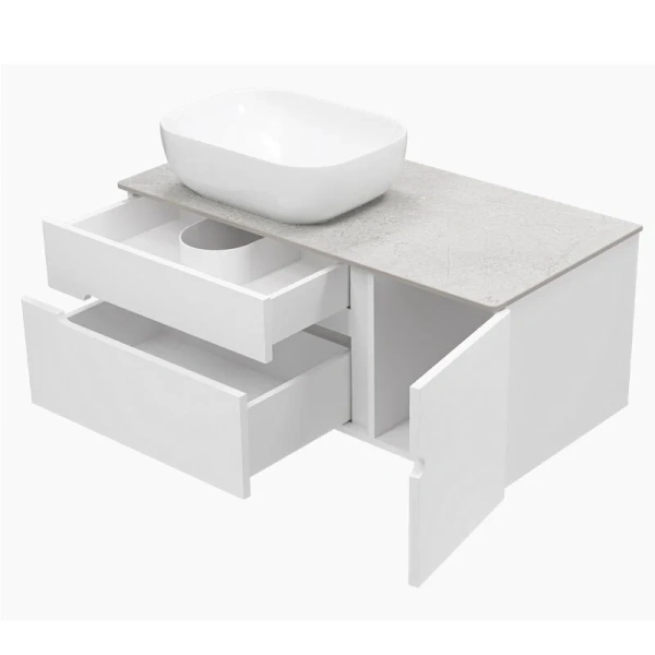 Тумба под раковину подвесная Misty Роял 100 см белая П-Роя-01100-011П2Я (детальная фотография), под накладную раковину