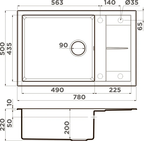 Мойка для кухни Omoikiri Sumi 78 LB-CH 78 см шампань 4993726 (детальная фотография), из искусственного гранита