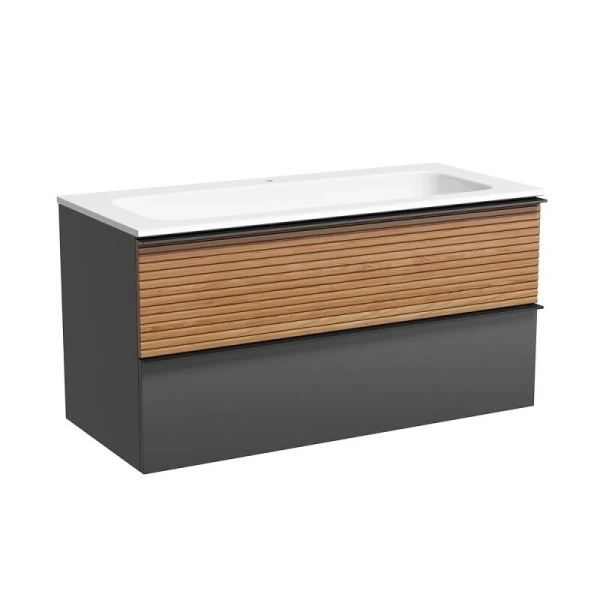 Тумба под раковину подвесная Sancos Delta 100 см дуб красный/графит DL100GR (детальная фотография)