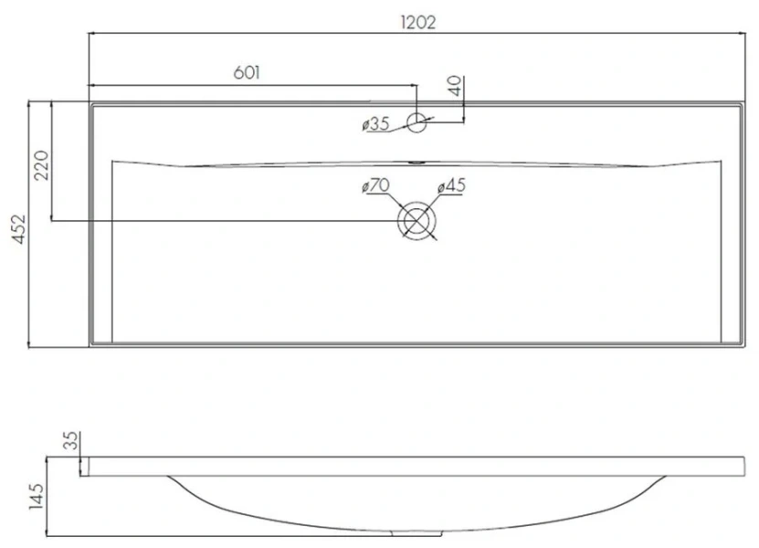 Раковина мебельная Акватон Айрис 120 см литой мрамор 1A729631AG010 (детальная фотография), в наличии