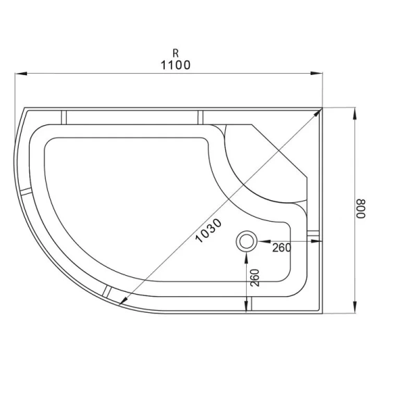 Душевая кабина Deto EM 110x80 см правая EM4511RN (детальная фотография), 110х80