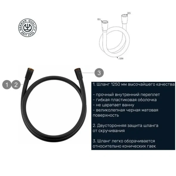 Душевой комплект Kludi Bozz с внутренней частью черный матовый 387363976 (детальная фотография), в наличии