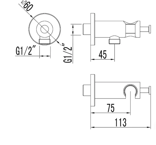 Подключение для душевого шланга Lemark с держателем, хром LM1185C (детальная фотография), в наличии