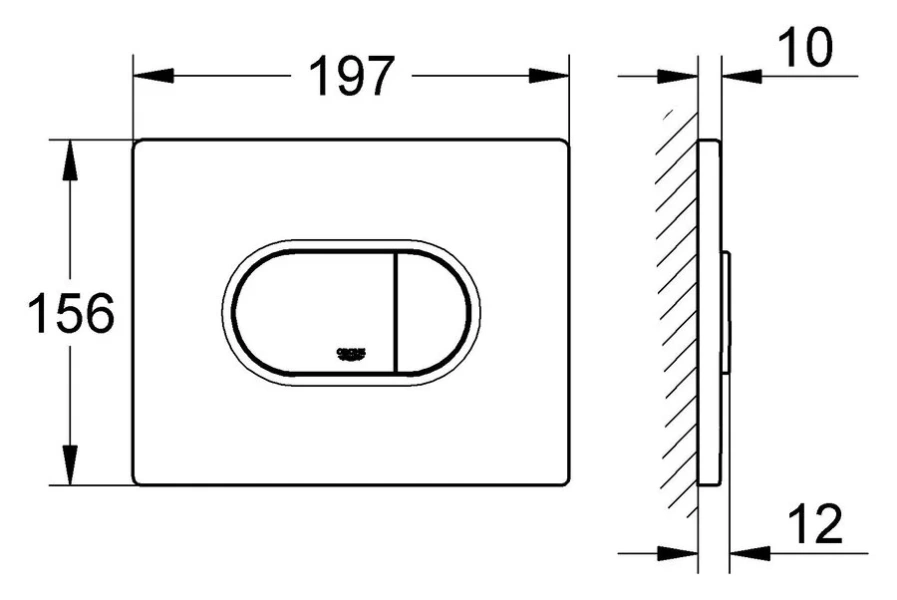 Клавиша смыва Grohe Arena Cosmopolitan альпин-белый 38858SH0 (детальная фотография), слив эконом-стандарт с двумя клавишами