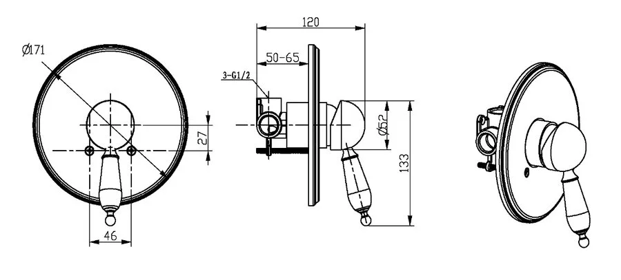 Смеситель для душа Boheme Tradizionale Chromo хром 265 (детальная фотография), для душа