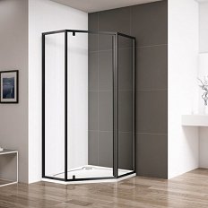 Душевой уголок Cezares Eco 90х90 см стекло прозрачное профиль черный