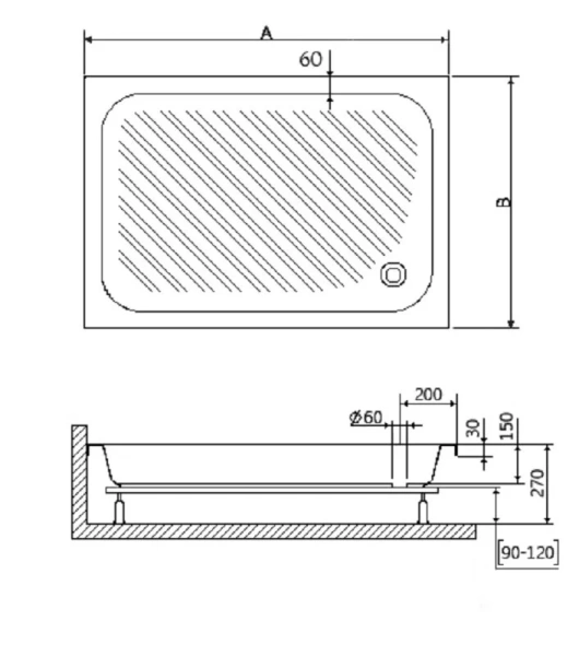 Душевой поддон RGW Acryl B/CL-S 90x70 см прямоугольный 16180279-51 (детальная фотография), недорогие