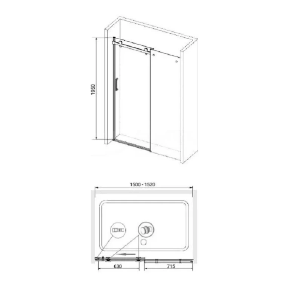 Душевая дверь в нишу RGW Tornado TO-14 150 см профиль хром 02071415-11 (детальная фотография), современные, hi-tech