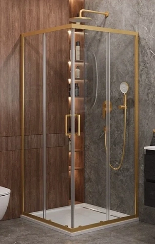 Душевой уголок Cezares Molveno 130х130 см стекло прозрачное профиль золото - фото 3