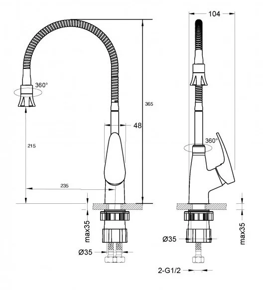 Смеситель для кухни Lemark Linara с гибким изливом LM0413C (детальная фотография), для кухни