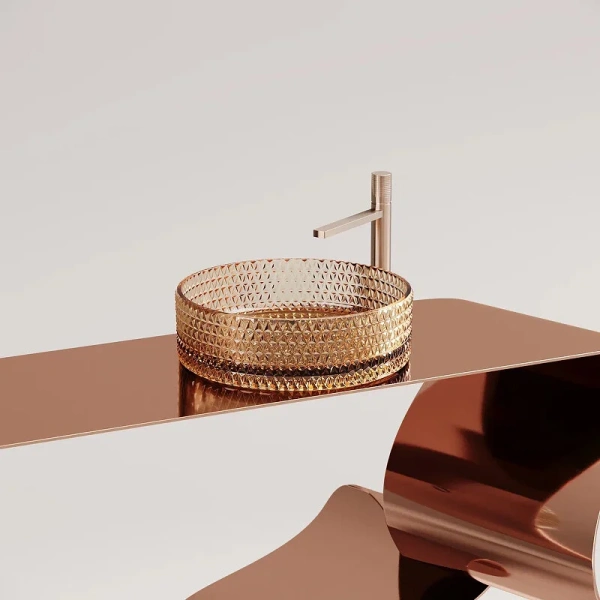 Раковина Ceramica Nova Cristal 36 см бежевая CN6058 (детальная фотография), маленькие, в форме чаши, круглой формы