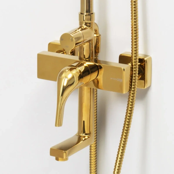 Душевая стойка WasserKRAFT Sauer глянцевое золото A171.256.207.PG (детальная фотография), с тропическим душем