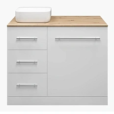 Тумба под раковину напольная Misty Респект 110 см белая/дуб артизан правая