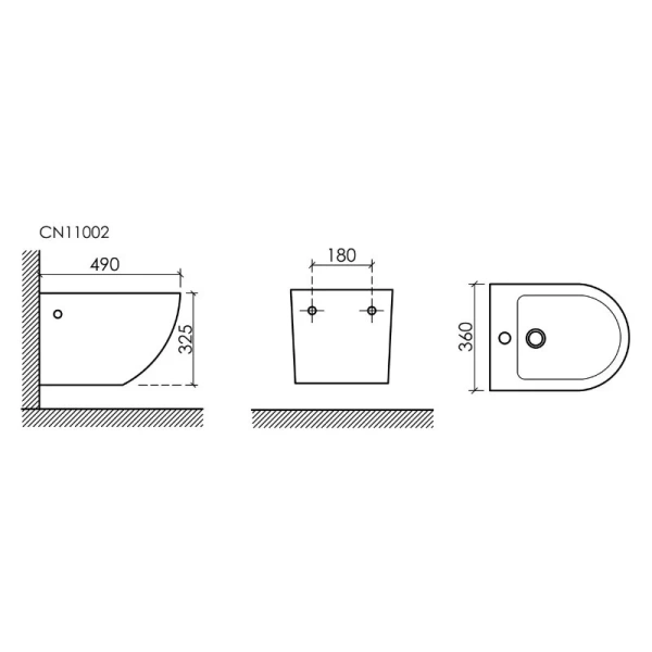 Биде подвесное Ceramica Nova Uno чёрный матовый CN11002MB (детальная фотография), современные, hi-tech