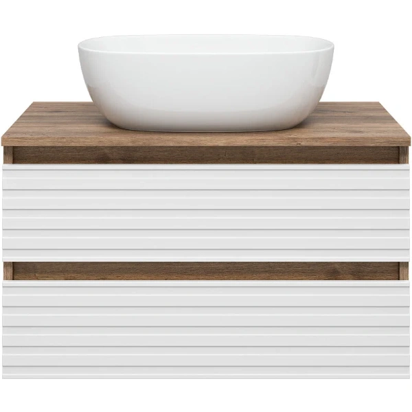 Тумба под раковину подвесная Brevita Dakota 70 см дуб галифакс олово, белый DAK-09070-19/01-2Я (детальная фотография), современная, hi-tech