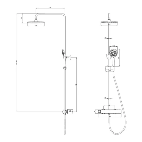 Душевая стойка Lemark Bronx графит LM3770GM (детальная фотография), современные, hi-tech