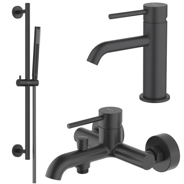 Душевой комплект Акватек Европа черный матовый AQ1330MB (детальная фотография)