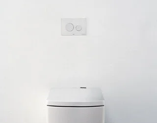 Клавиша смыва Tece TECEloop белая, антибактериальная 9240640 (детальная фотография), слив эконом-стандарт с двумя клавишами