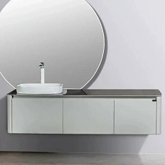 Тумба с раковиной подвесная Black&White Universe 160 см левосторонняя