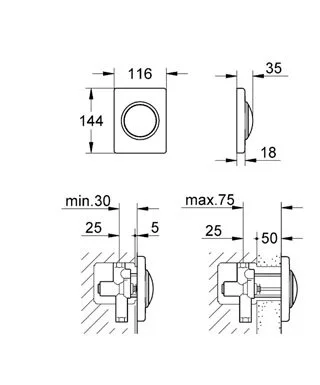 Смывная клавиша, матовый хром, Grohe Skate 38595P00 (детальная фотография), нет в наличии