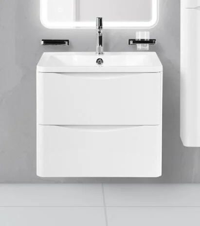 Тумба под раковину подвесная BelBagno Acqua 60 см bianco lucido ACQUA-600-2C-SO-BL (детальная фотография), моноблок