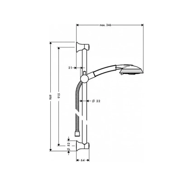 Душевой гарнитур Hansgrohe Raindance Classic хром 27841000 (детальная фотография), душевые гарнитуры