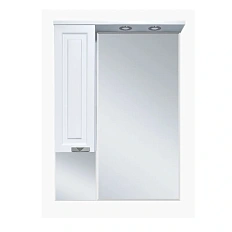 Зеркальный шкаф с подсветкой Misty Терра 70 см белый, правый