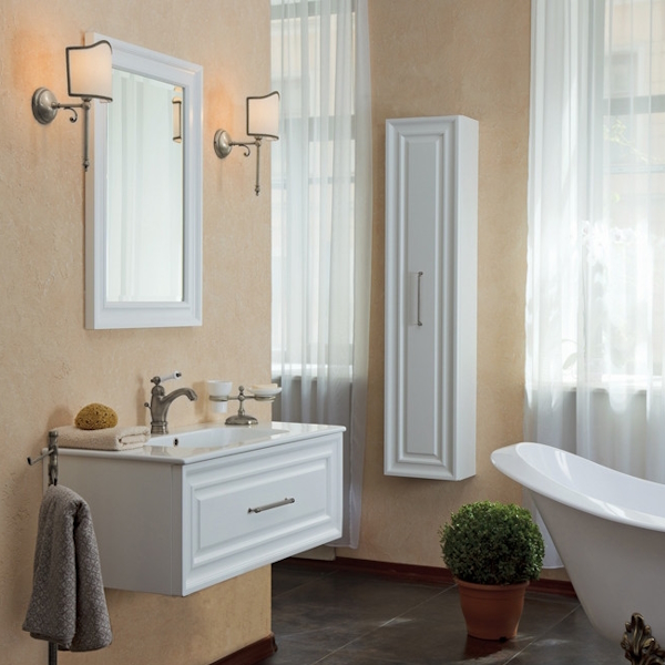 Тумба под раковину, цвет белый матовый, фурнитура состареное серебро, La Beaute Cornelia BCO100LBO.CR (детальная фотография), по запросу