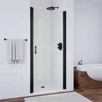Душевая дверь профиль черный матовый стекло шиншилла Vegas-glass