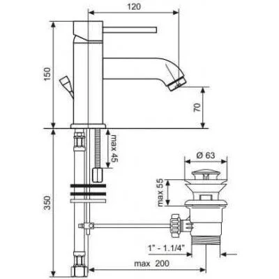 Смеситель для раковины Emmevi Piper 45003 (детальная фотография), для раковины