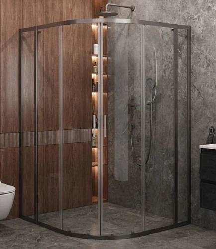 Душевой уголок Cezares Molveno 130х120 см стекло прозрачное профиль оружейная сталь - фото 1