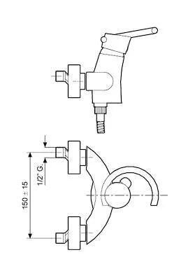 Смеситель для душа хром Emmevi Twist 6602CR (детальная фотография), для душа