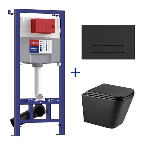 Унитаз с инсталляцией Lemark Florex черный матовый - фото 5