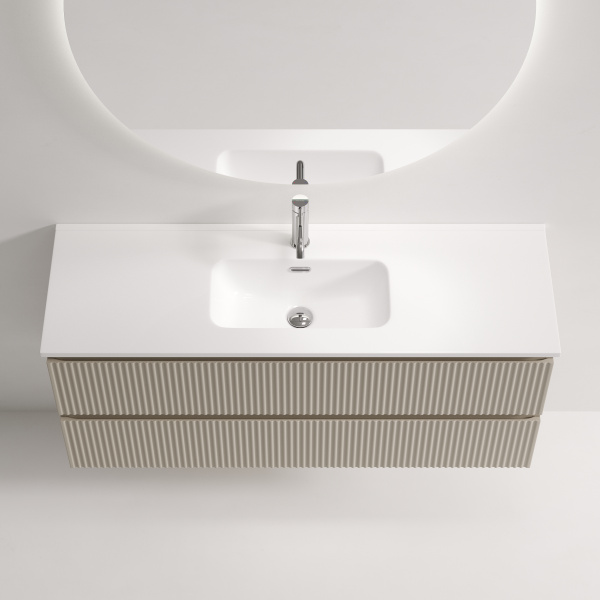 Тумба под раковину подвесная Sancos Snob R 120 см beige soft SNR120/39CE (детальная фотография), моноблок