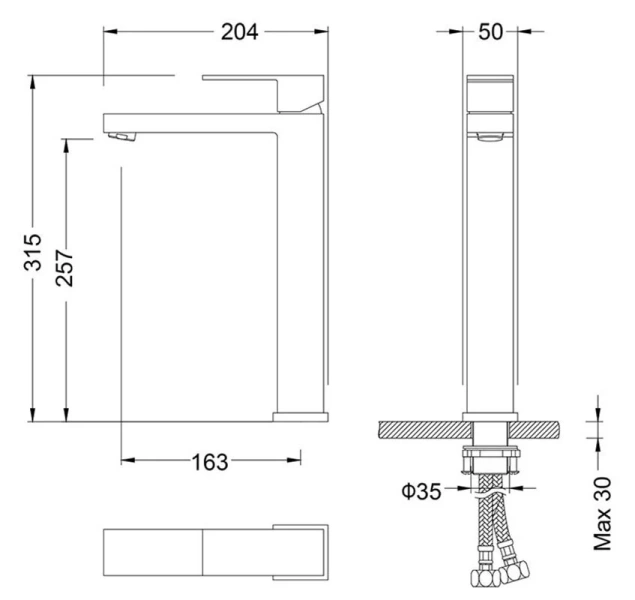 Смеситель для раковины Timo Selene черный матовый 3061/03F (детальная фотография), для раковины