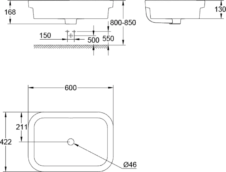 Раковина Grohe Eurostyle 60 см накладная 39124001 (детальная фотография), накладные (на столешницу), пристенные