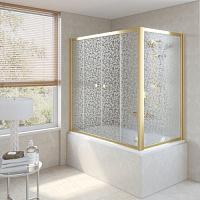 Душевая шторка на ванную профиль золотой стекло фея Vegas-glass