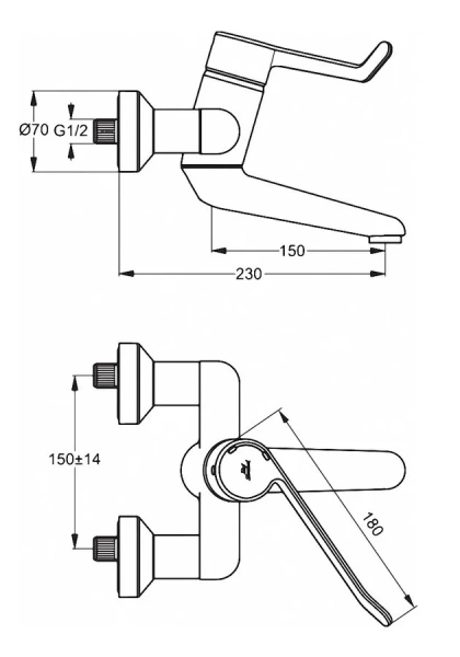 Смеситель для раковины Ideal Standard Ceraplus настенный B8222AA (детальная фотография), для раковины