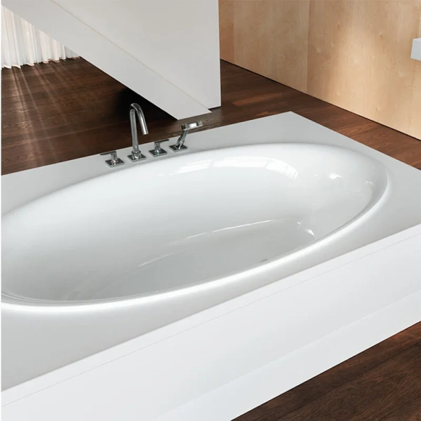 Ванна стальная Bette Eve Glasur Plus 180 x 100 x 45 см, овальная, с шумоизоляцией, для удлиненного слива-перелива, 6043-000 PLUS (детальная фотография), современныe, hi-tech