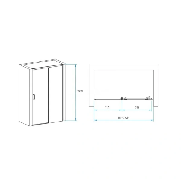 Душевая дверь в нишу RGW Passage PA-017B 150 см профиль черный, стекло прозрачное 350801715-14 (детальная фотография), современные, hi-tech