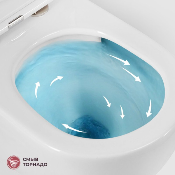 Унитаз подвесной Cezares Relax безободковый CZR-3806-53-TH-TOR/SC (детальная фотография), с горизонтальным, прямым выпуском, с прямым выпуском